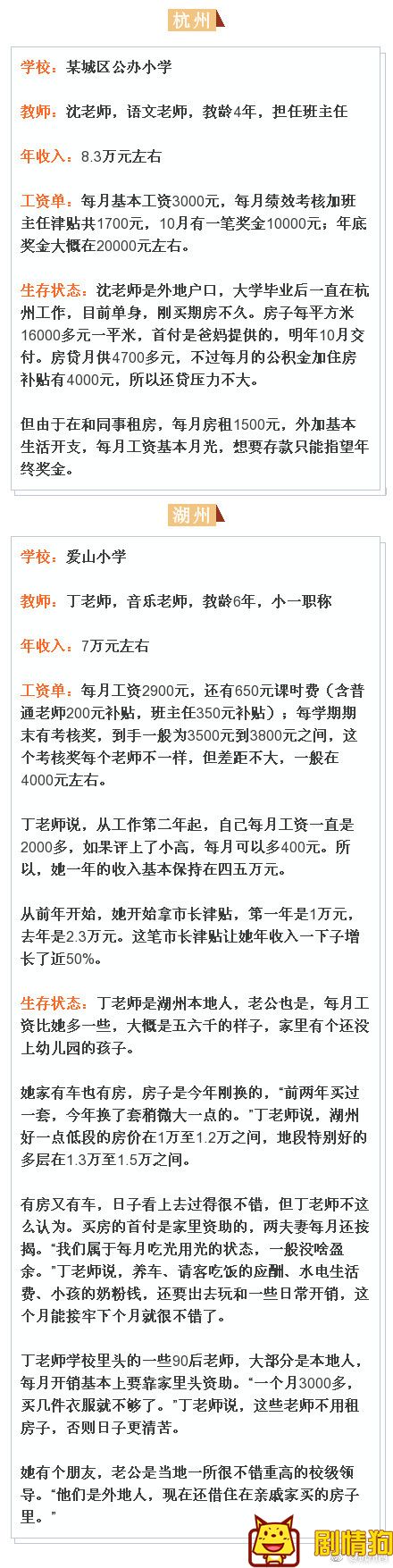 教师的工资到底有多高，浙江11位老师自曝工资单